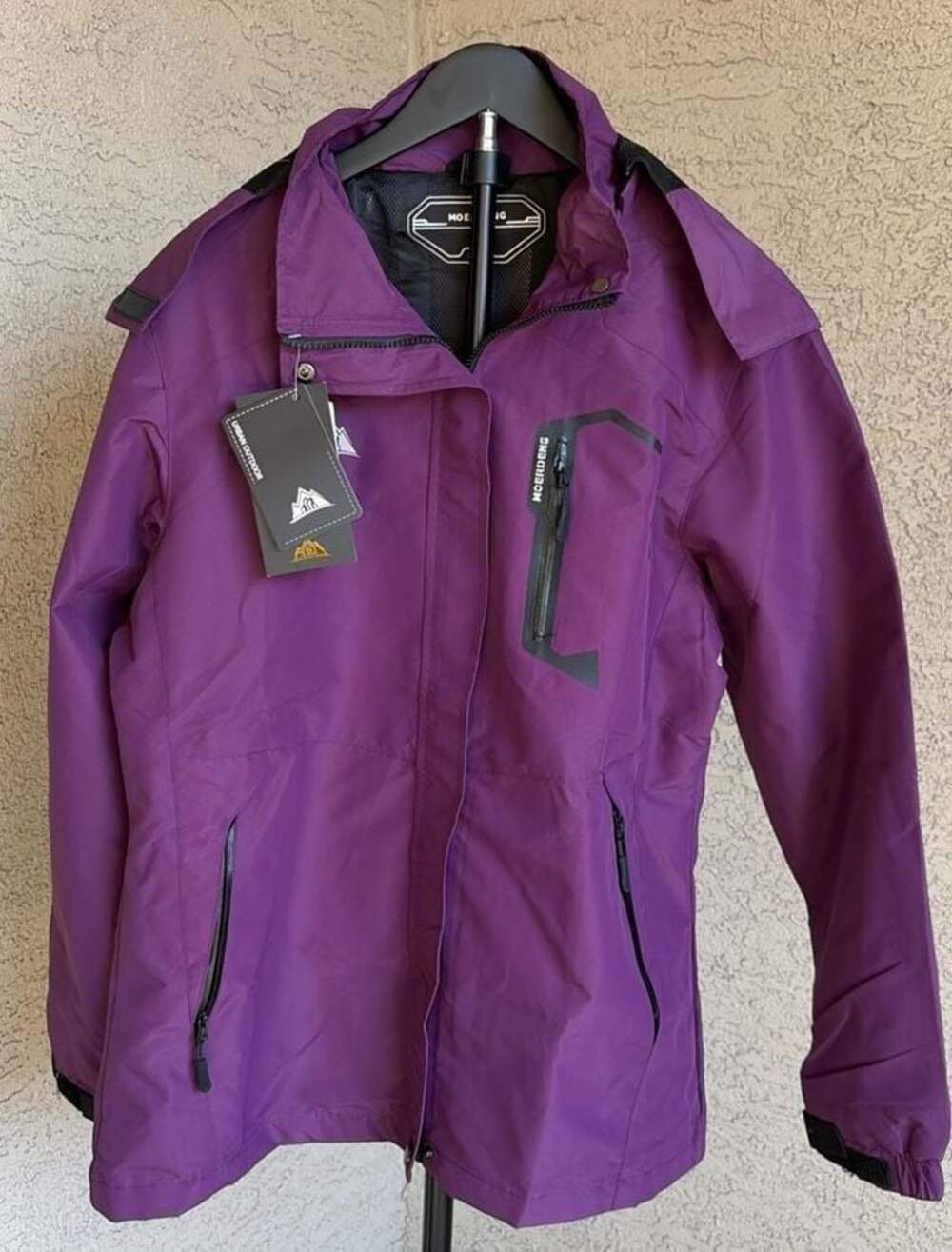 Moerdeng Women's Waterproof Breathable Outdoor Jacket Purple Large